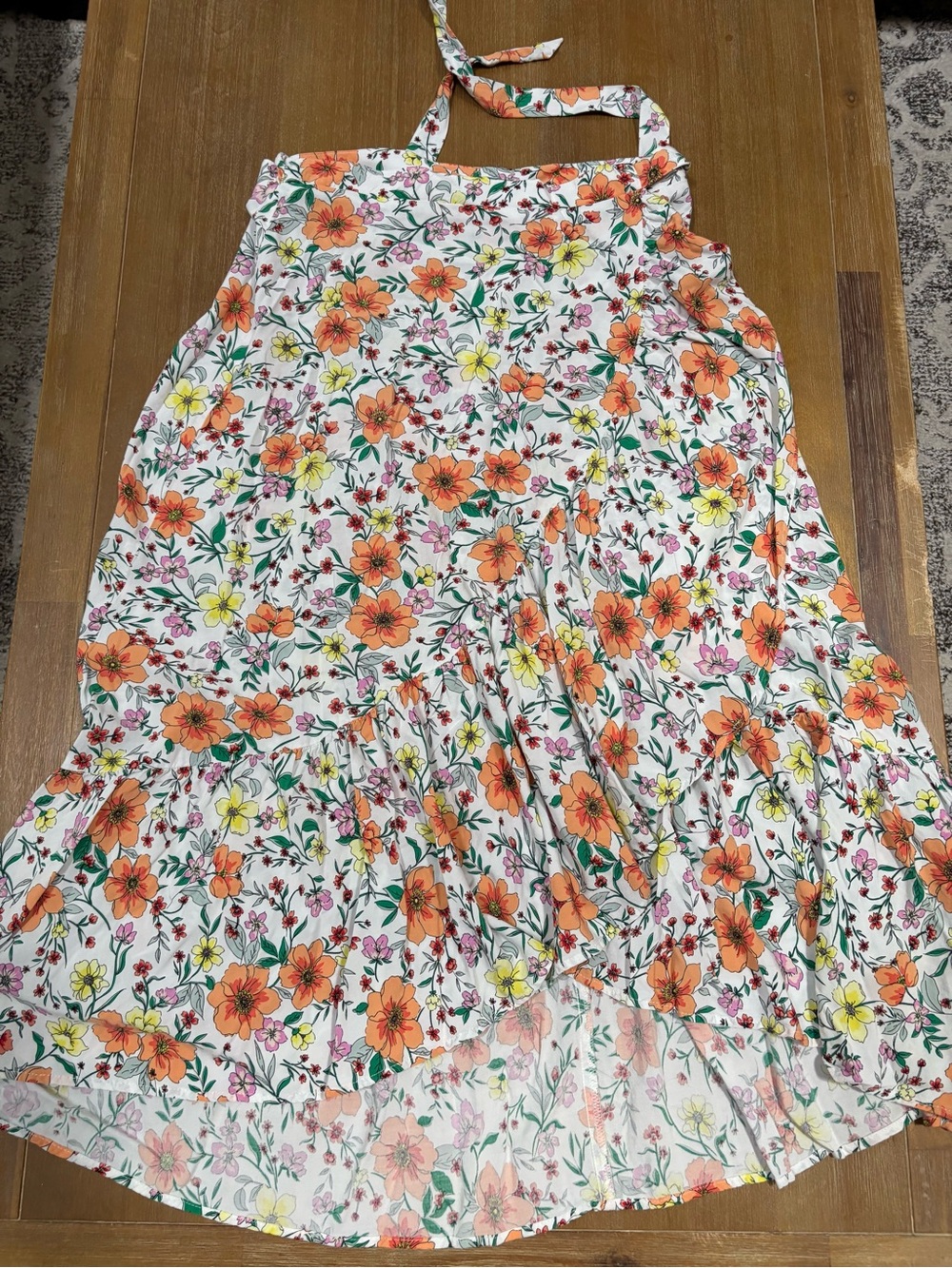 White Maxi Wrap Skirt with Orange & Yellow Floral Print